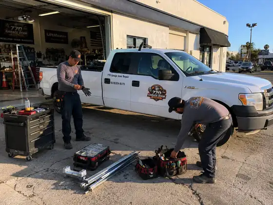 Loading new track and rails at the shop